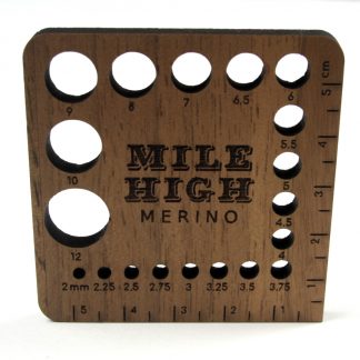 Mile High Merino Metric Needle Gauge and Swatch Ruler